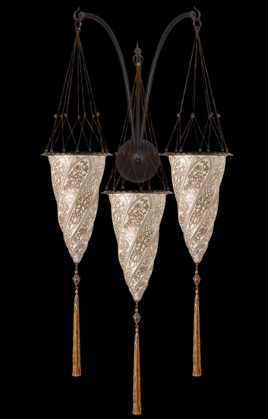 Venetia studiumvCesendello silver glass triple arc-wall lamp 壁燈