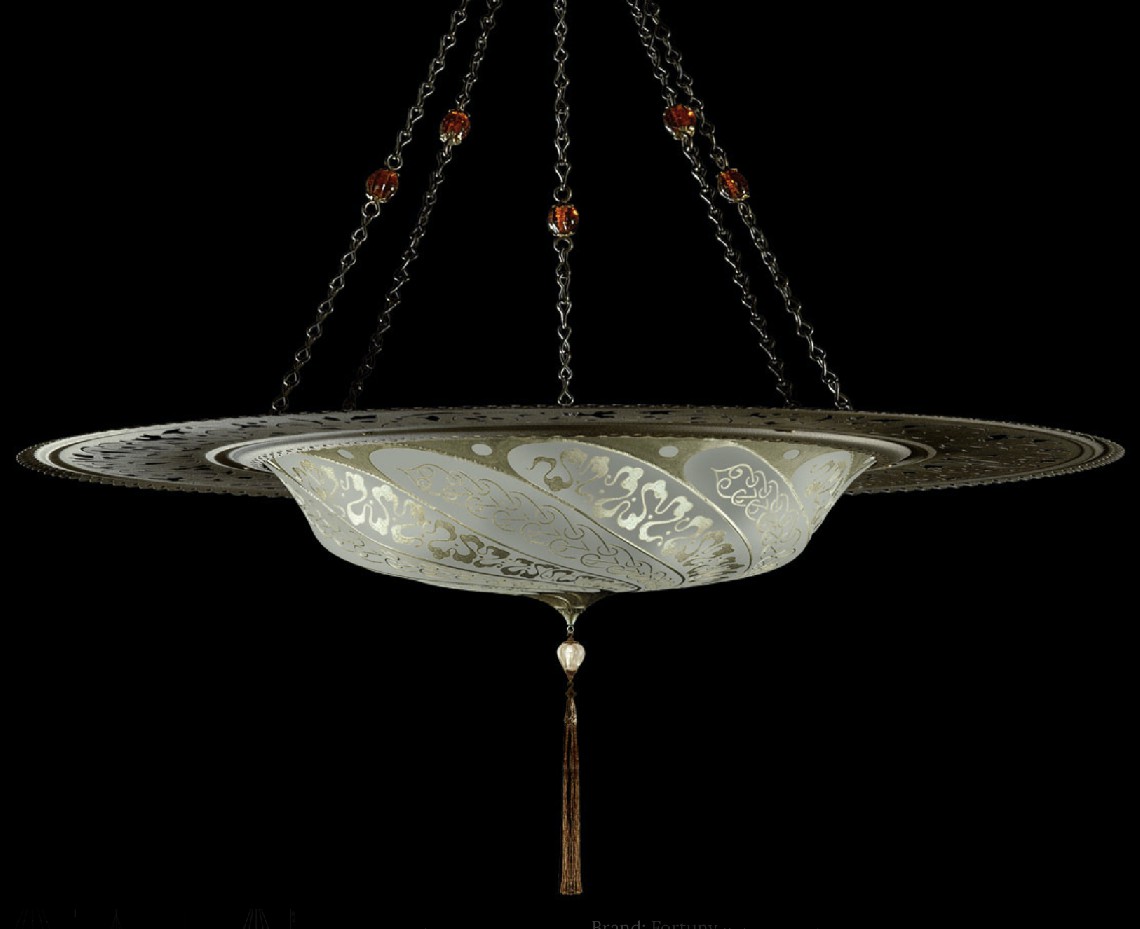 Venetia studiumvScudo Saraceno Serpentine sage grey silk lamp with metal ring 吊燈