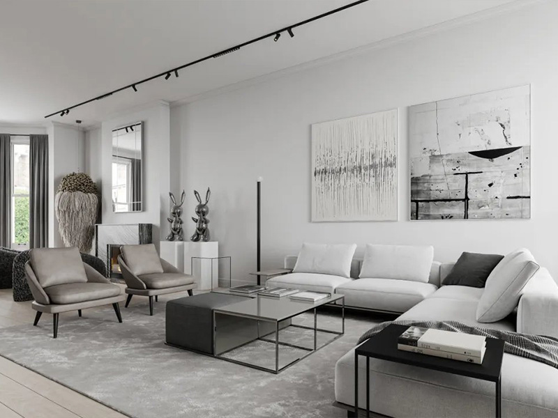 300㎡私人別墅丨專屬于黑白灰的極簡克制美學